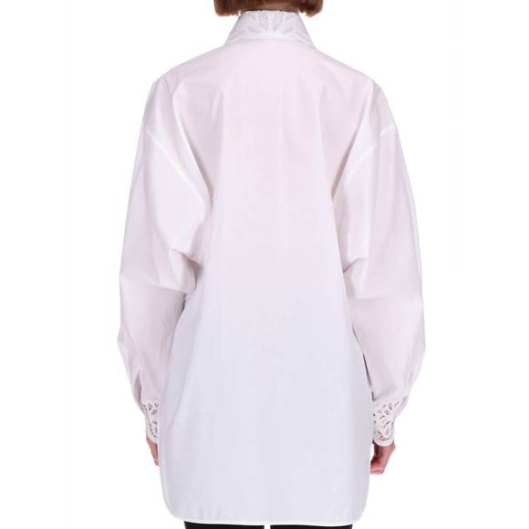 NEW ERMANNO SCERVINO cotton poplin lace button down in white - Picture 2 of 2